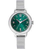 Fastrack, Women's  Watch Analog, Green Dial Silver Mesh Band, 6123SM05